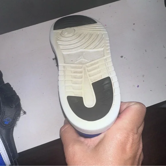 Jordan AJ 1 Low ALT Nike Black and Blue Sneakers with White Accents Velcro - Picture 4 of 7